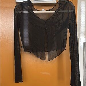 Sheer Black Long Sleeve Crop Top